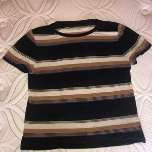 Small (Brown white & blue striped shirt)